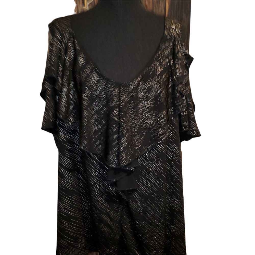 SJS Plus Cold Shoulder Blouse Black sz 2X